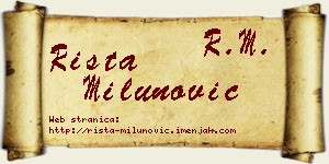 Rista Milunović vizit kartica